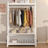 White Steel Shelves Stand Coat Rack with Storage Cabinet Image - 4