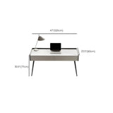 White Stone Rectangle Black Steel Base Writing Desk #size