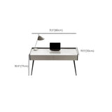 White Stone Rectangle Black Steel Base Writing Desk Image - 8