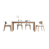 White Stone Rectangle Dining Set with Upholstered Chair Image - 6