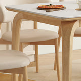 White Stone Rectangle Dining Table Set with 6 Chairs Image - 7