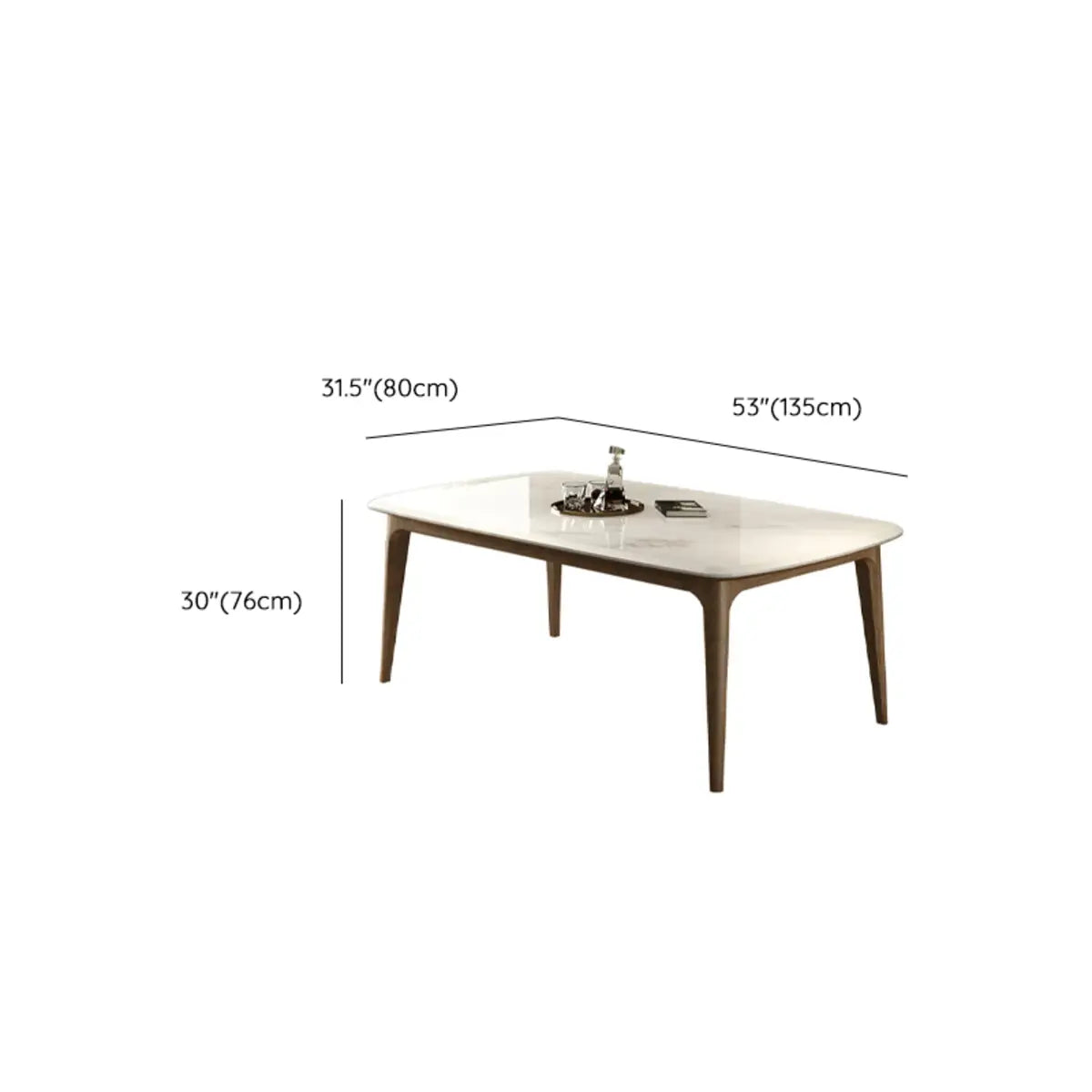 White Stone Rectangle Dining Table Set with Chairs 