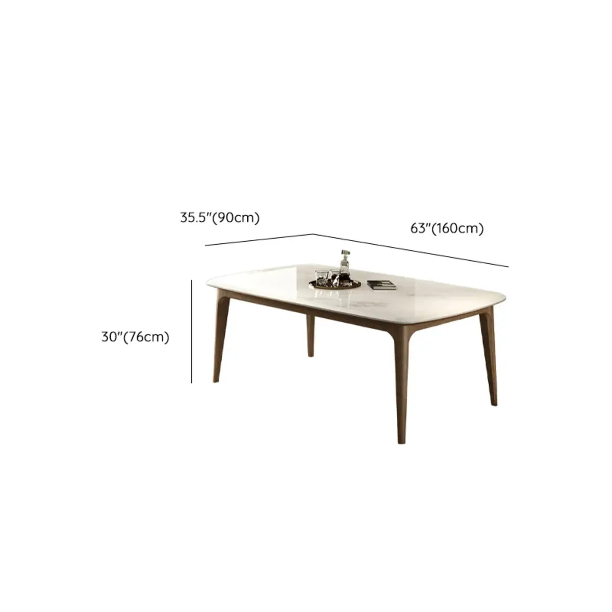 White Stone Rectangle Dining Table Set with Chairs Image - 12