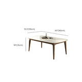 White Stone Rectangle Dining Table Set with Chairs Image - 12