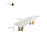 White Stone Rectangle Gold Sled Conference Desk for Six Image - 10