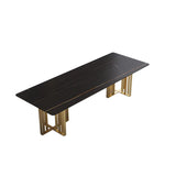 White Stone Rectangle Gold Sled Conference Desk for Six Image - 3