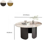 White Stone Round Black Iron Base Bunching Tables Image - 15