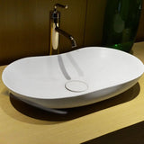 White Stone Specialty Vessel Sinks with Center Trapway Image - 3