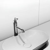 White Stone Specialty Vessel Sinks with Center Trapway Image - 5