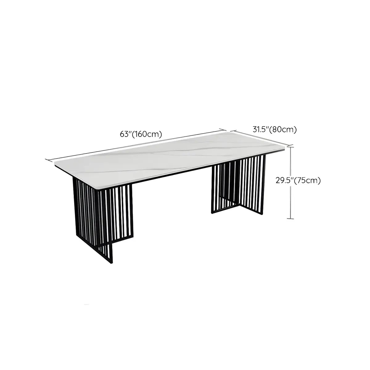 White Stone Top Steel Sled Conference Table 6-Person Image - 11