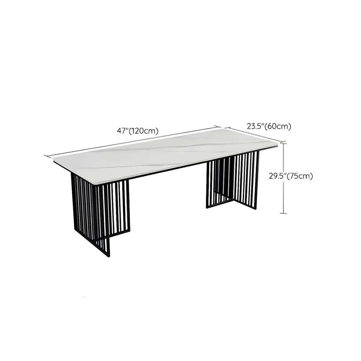 White Stone Top Steel Sled Conference Table 6-Person Image - 12