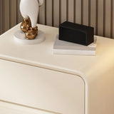 White Storage 3-Drawer Pine Wood Square Leather Nightstand Image - 15