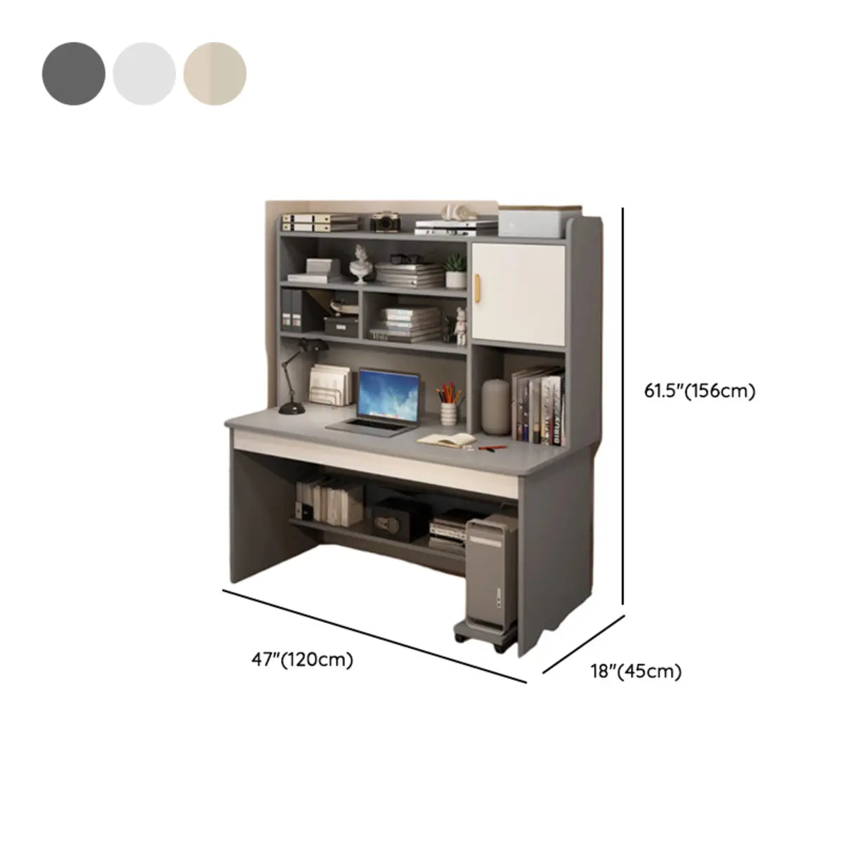 White Storage Large Office Furniture Set Desk with Hutch Image - 15