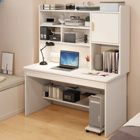 White Storage Large Office Furniture Set Desk with Hutch Image - 2