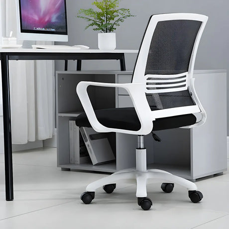 White Swivel Contemporary Mesh Ergonomic Office Chair Image - 1