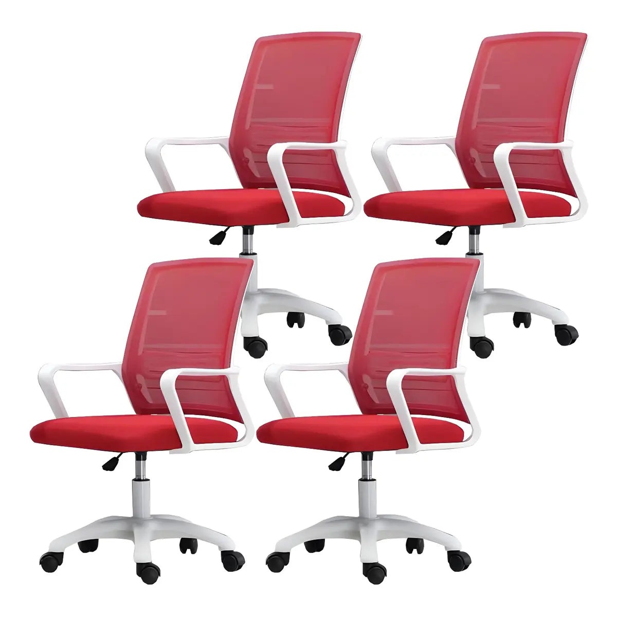 White Swivel Contemporary Mesh Ergonomic Office Chair Image - 58