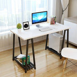 White Tableside Storage Shelf Trestle Computer Desk Image - 5