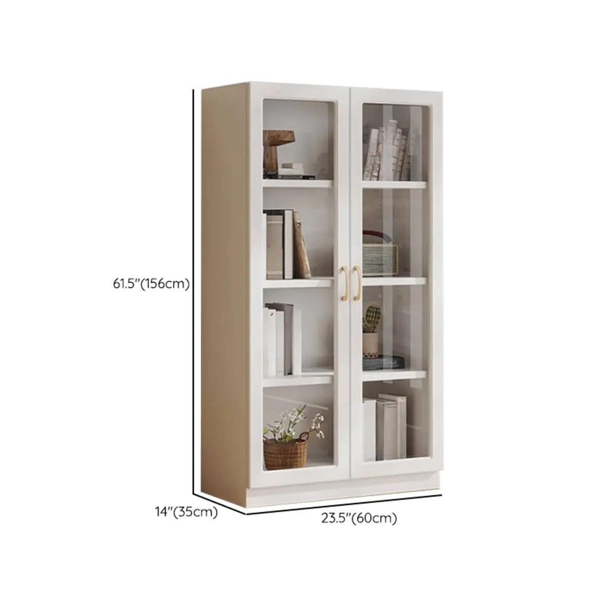 White Tall Freestanding Glass Storage Display Cabinet Image - 20