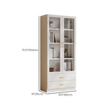 White Tall Freestanding Glass Storage Display Cabinet Image - 24