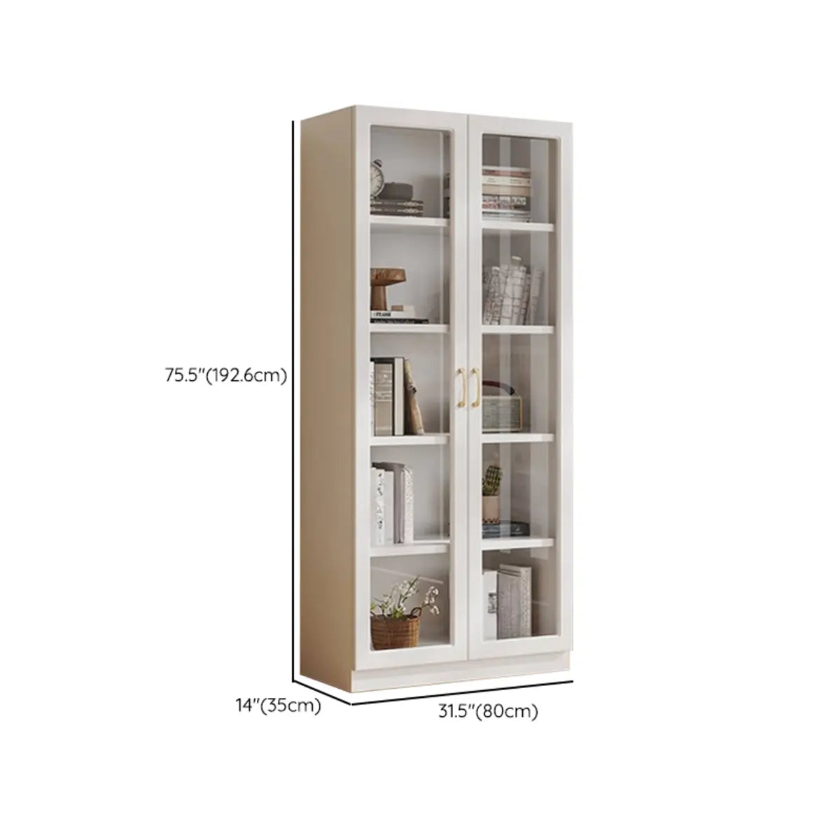 White Tall Freestanding Glass Storage Display Cabinet Image - 25