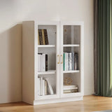 White Tall Freestanding Glass Storage Display Cabinet Image - 9