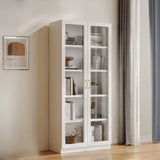 White Tall Freestanding Glass Storage Display Cabinet Image - 11