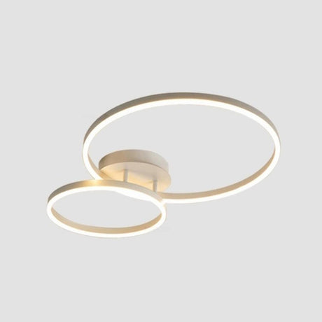 White Three Circle Rings Semi-Flush Mount Ceiling Light Image - 2