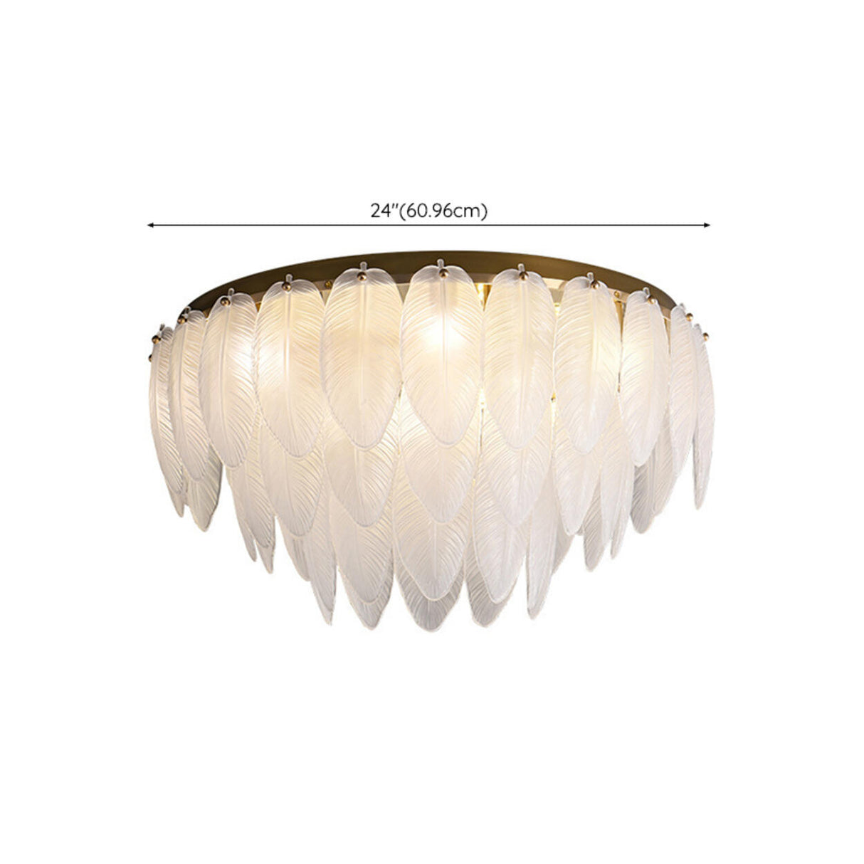 White Tiered Feather Glass Flush Mount Ceiling Light 