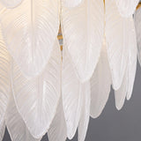 White Tiered Feather Glass Flush Mount Ceiling Light Image - 6