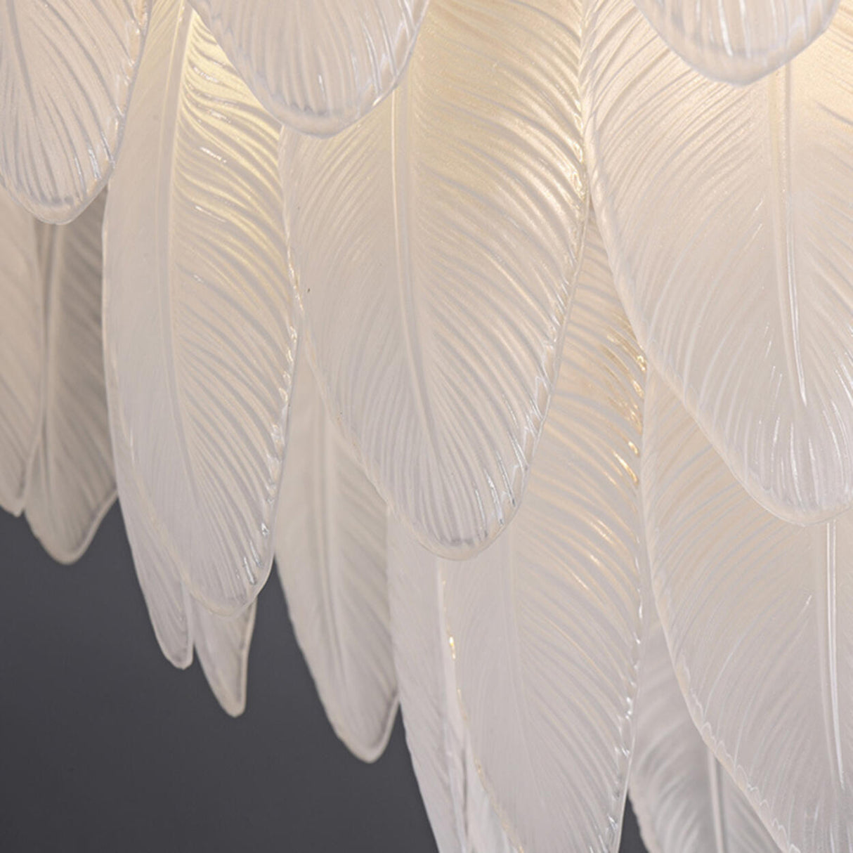 White Tiered Feather Glass Flush Mount Ceiling Light Image - 7