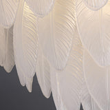 White Tiered Feather Glass Flush Mount Ceiling Light Image - 7