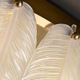 White Tiered Feather Glass Flush Mount Ceiling Light Image - 8