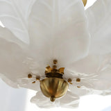 White Tiered Leaf Glass Semi-Flush Mount Ceiling Light Image - 12