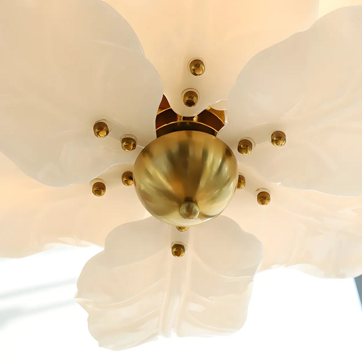 White Tiered Leaf Glass Semi-Flush Mount Ceiling Light Image - 16