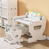 White Toddler Arts Desk Chair 2 Piece Set with Storage Image - 1