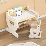 White Toddler Arts Desk Chair 2 Piece Set with Storage Image - 5