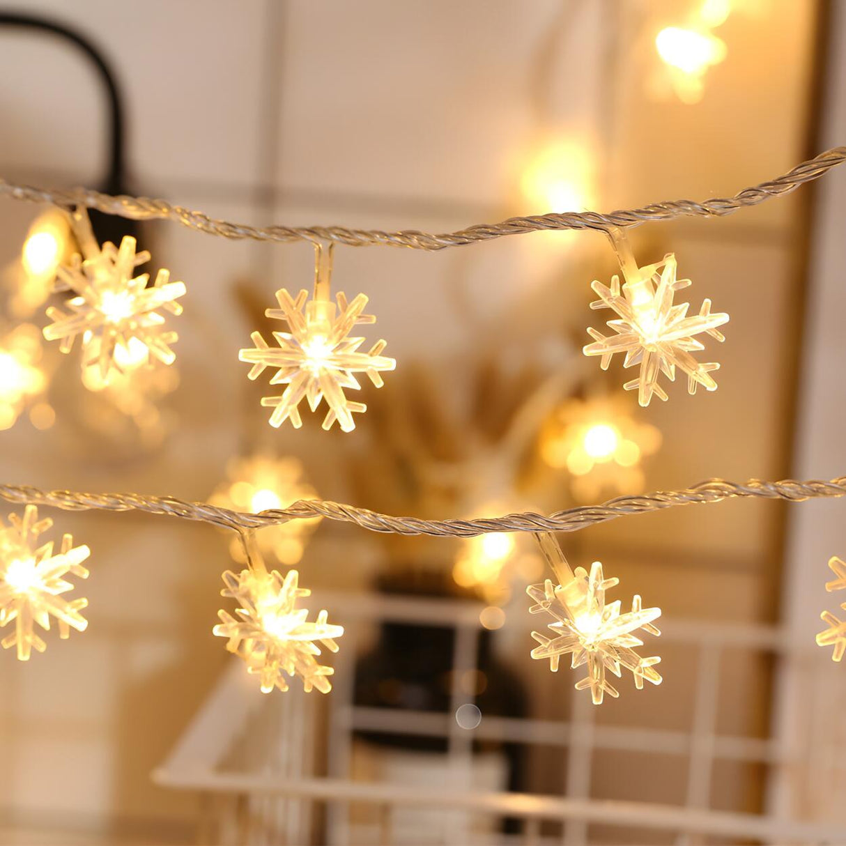 White Trendy Snowflake LED Christmas String Lights Image - 2