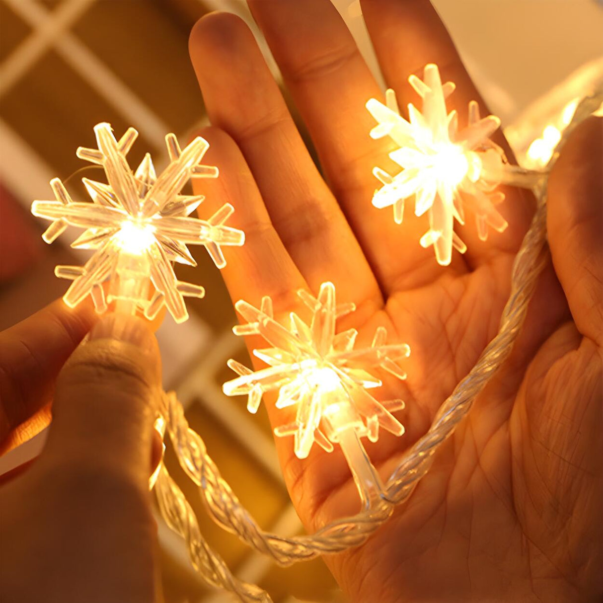 White Trendy Snowflake LED Christmas String Lights Image - 4