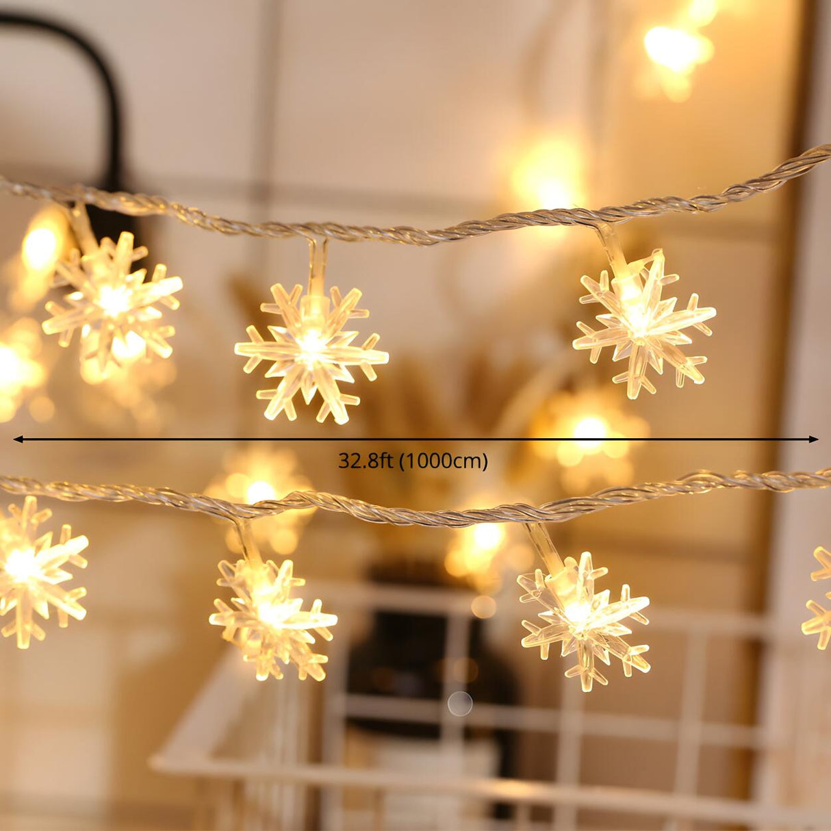 White Trendy Snowflake LED Christmas String Lights Image - 6