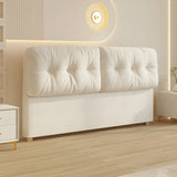 White Tufted Rectangular Upholstered Panel Headboard Image - 1