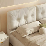 White Tufted Rectangular Upholstered Panel Headboard Image - 8