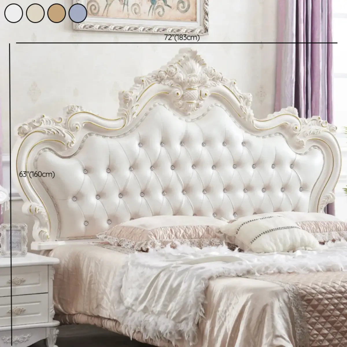 White Tufted Upholstered Portman-Shape Twin Headboard 