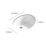 White Undermount Oval Ceramic Sink with Overflow Hole Image - 10