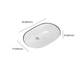 White Undermount Oval Ceramic Sink with Overflow Hole Image - 11