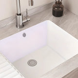 White Undermount Rectangle Ceramic Bathroom Sink Image - 11