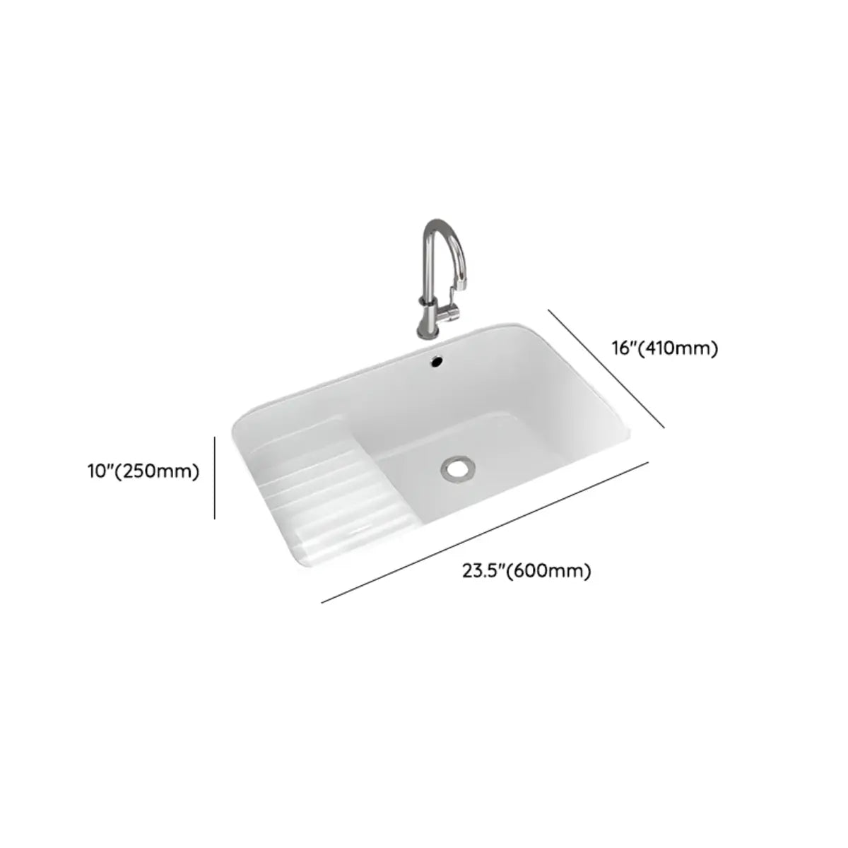 White Undermount Rectangle Ceramic Bathroom Sink 