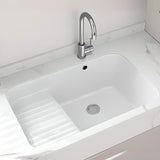 White Undermount Rectangle Ceramic Bathroom Sink Image - 2