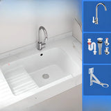 White Undermount Rectangle Ceramic Bathroom Sink Image - 4