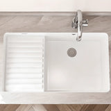 White Undermount Rectangle Ceramic Bathroom Sink Image - 9