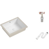 White Undermount Rectangle Vitreous China Bathroom Sink Image - 13